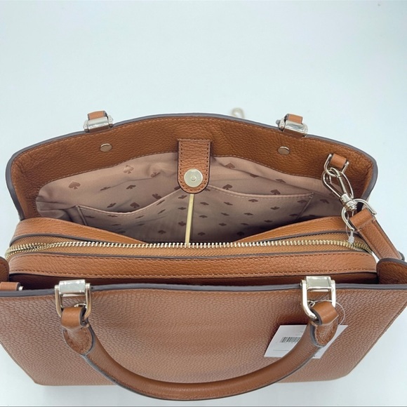 Kate Spade Medium Triple Compartment Satchel Bag Leather Brown - Picture 7 of 12